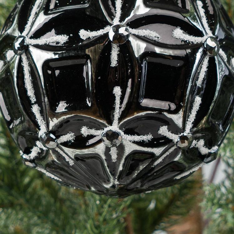 Ёлочный шар Чернённое серебро Ball Blackened Silver 10 cm