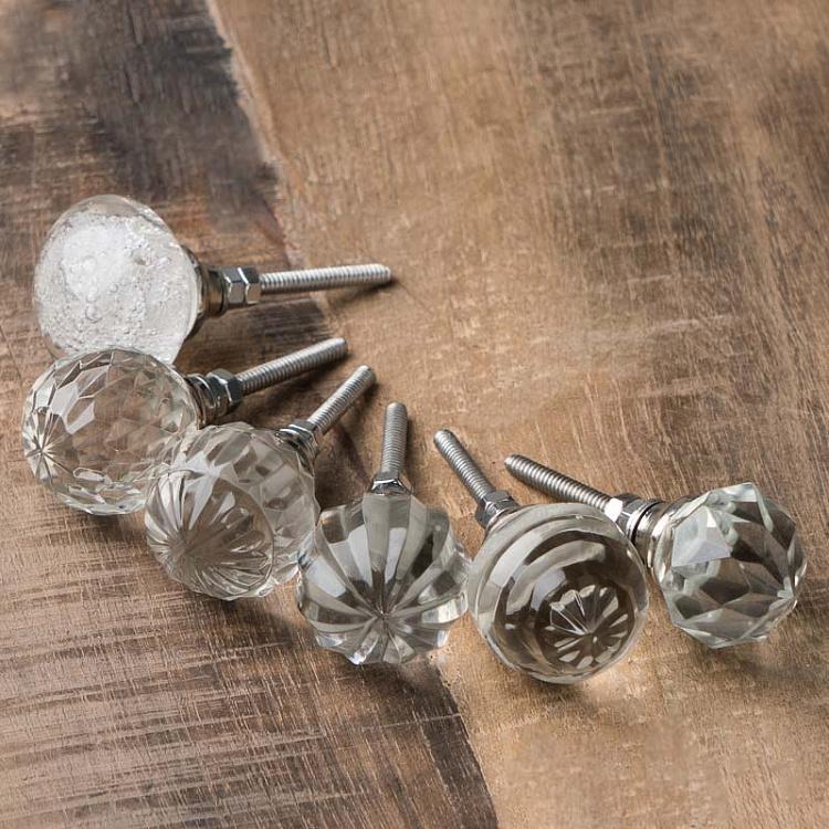 Set Of 6 Knobs Clear Glass Anvers