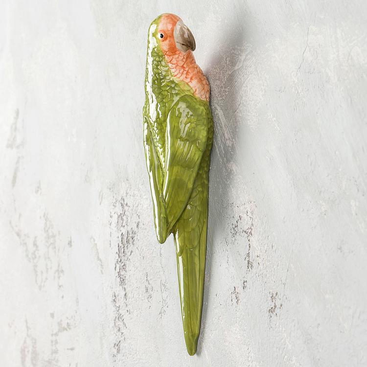 Настенное украшение Зелёный попугай Ceramic Wall Parrot