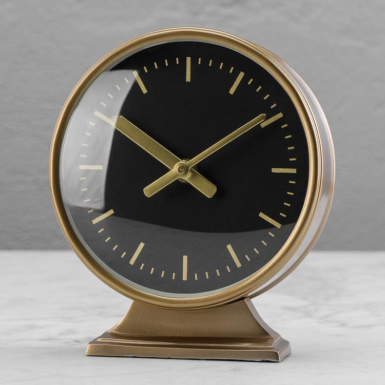 Настольные круглые часы на подставке с латунной отделкой Table Clock Brass Finish