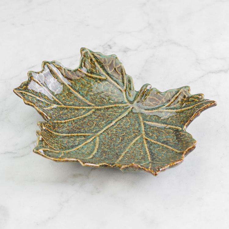 Керамическое блюдо Зелёный лист Ceramic Green Leaf Dish