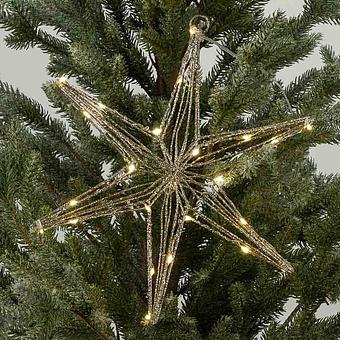 Led Star Warm White Champagne Glitter 30 cm