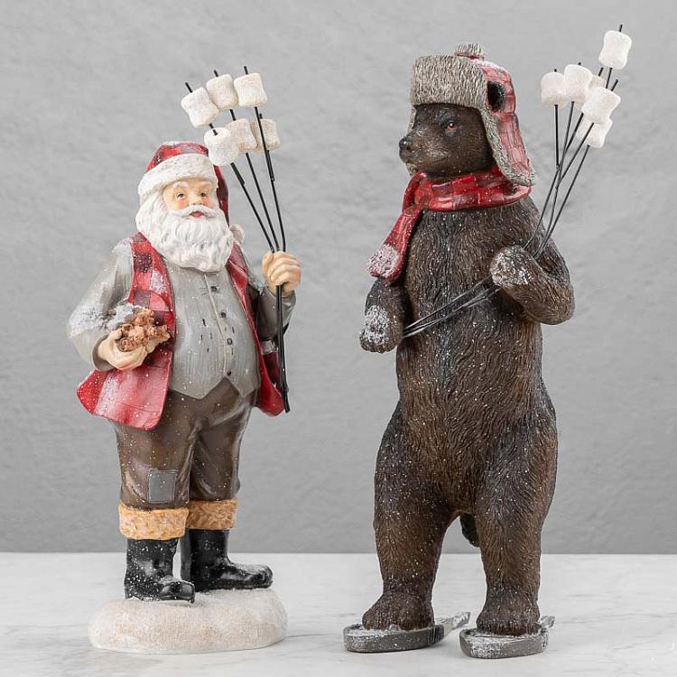 Новогодняя фигурка Медведь с маршмеллоу Country Bear With Marshmallow Brown 39 cm