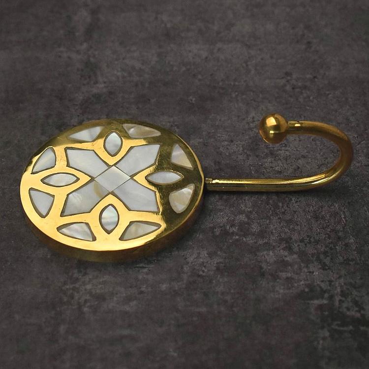 Крючок Танжер Люкс с жемчужной инкрустацией Tangier Luxe Brass Pearl Inlay Hook