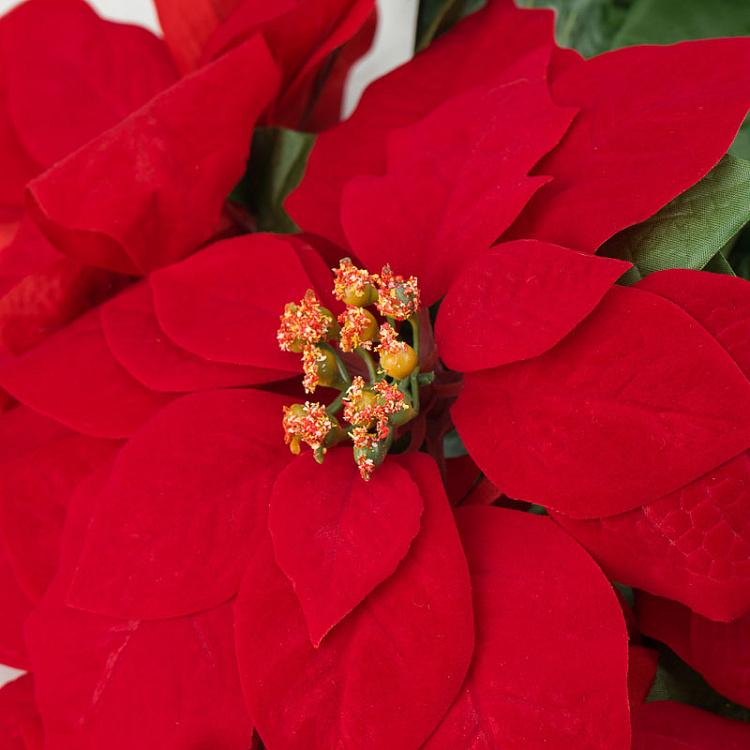 Искусственный цветок Пуансеттия Fabric Poinsettia Bush 53 cm