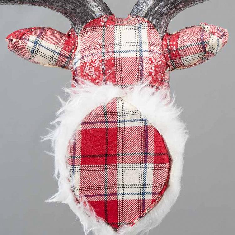 Верхушка на ёлку Голова оленя тартан Fabric Tartan Deer Head Tree Topper Red 33 cm