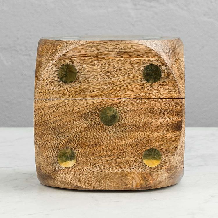 Пять игральных костей в большой шкатулке с латунью Large Dice Box With 5 Dices