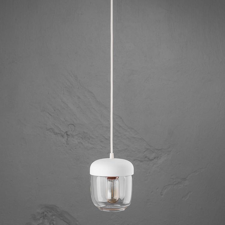 Белый подвесной светильник Жёлудь на белом проводе Acorn White Hanging Lamp With White Cord
