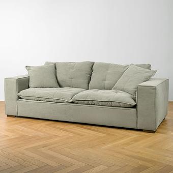 City 3 Seater, Brass Metal Linen RM