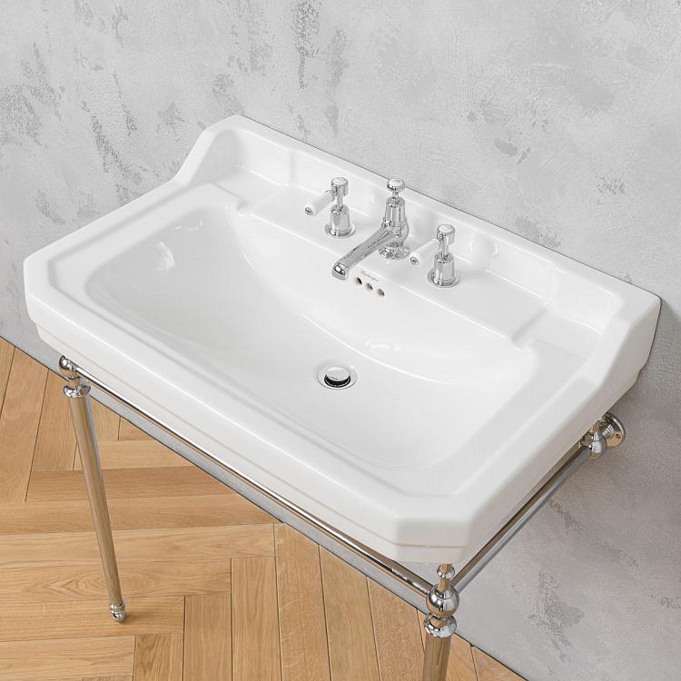 Раковина с подстольем и сифоном цвета хром в Эдвардианском стиле Edwardian Wash Basin With Base And Siphon