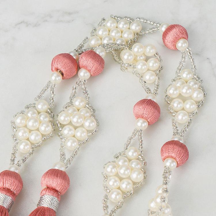 Гирлянда с жемчужинками и розовыми кисточками Garland With Pearls And Tassels Pink 90 cm