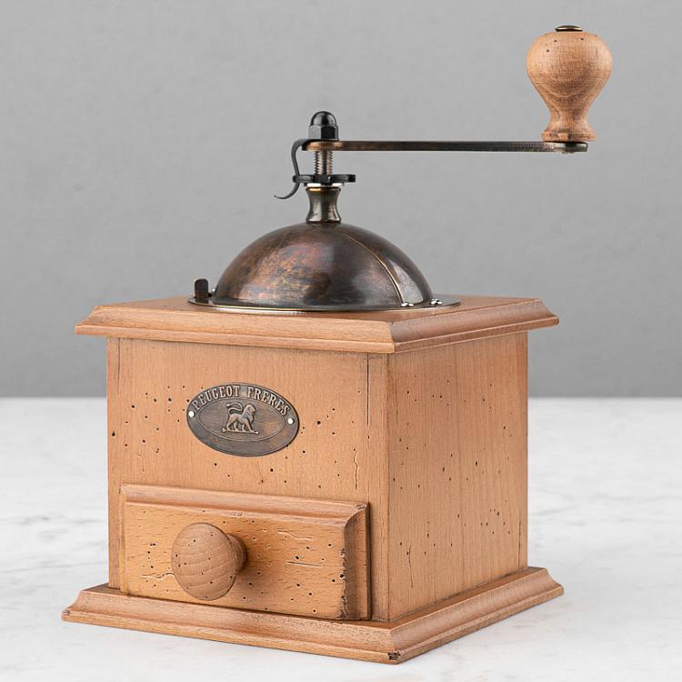 Antique Coffee Mill Aged Wood