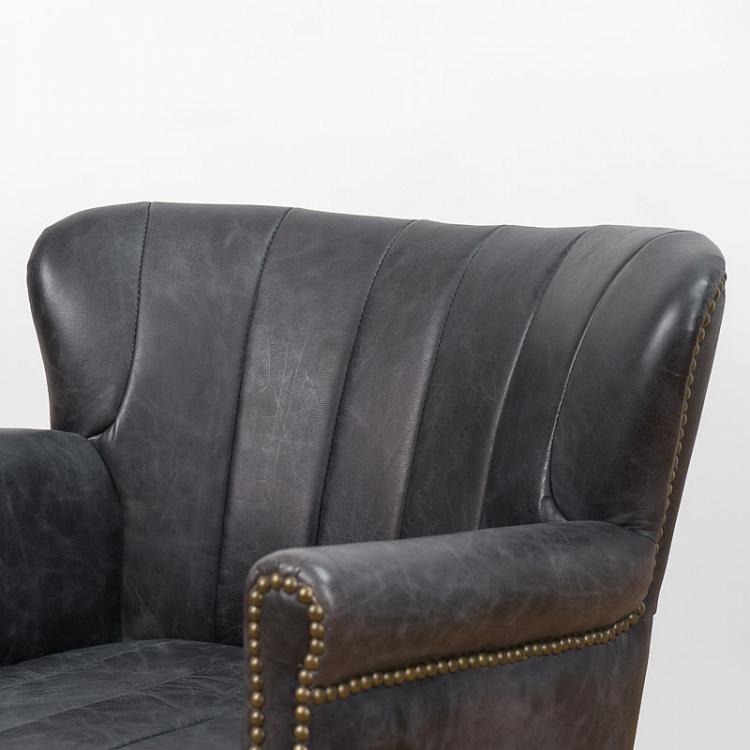 Кресло Поль с отделкой полосами, чёрные ножки Paul Armchair With Stripes, Black Wood D