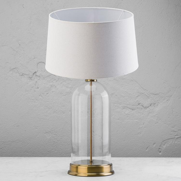 Настольная лампа со стеклянным куполом и абажуром Казань Kazan Glass Dome Brass Base Table Lamp With Shade