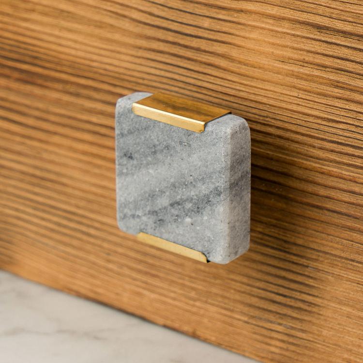 Квадратная мебельная ручка Тёмно-серый камень Dark Gray Stone Square Knob