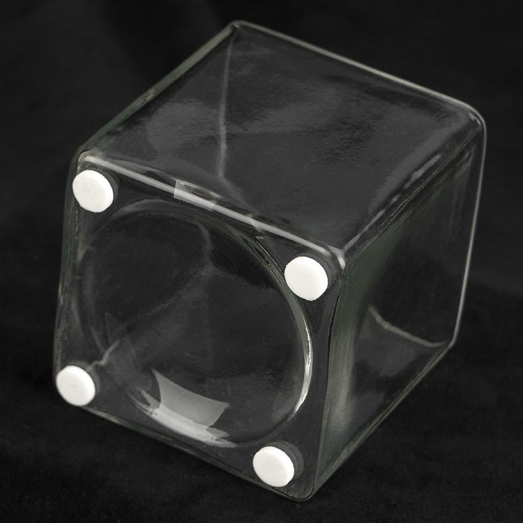 Ёмкость для хранения с латунной обезьянкой на крышке Square Glass Box With Brass Monkey Lid