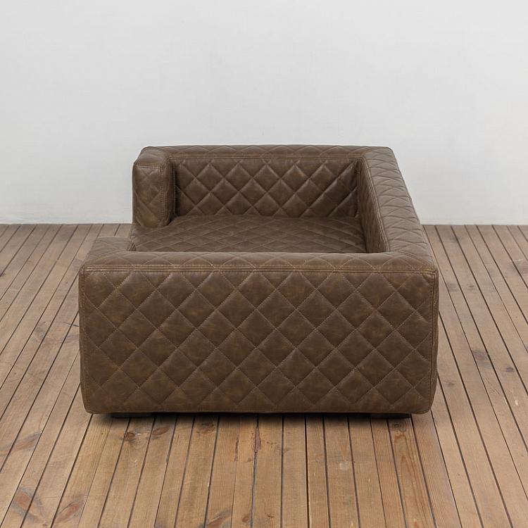 Коричневый диван для собак/кошек Эдоардо с прострочкой Бентли, M Edoardo Sofa Medium, Charcoal Bentley Stitch