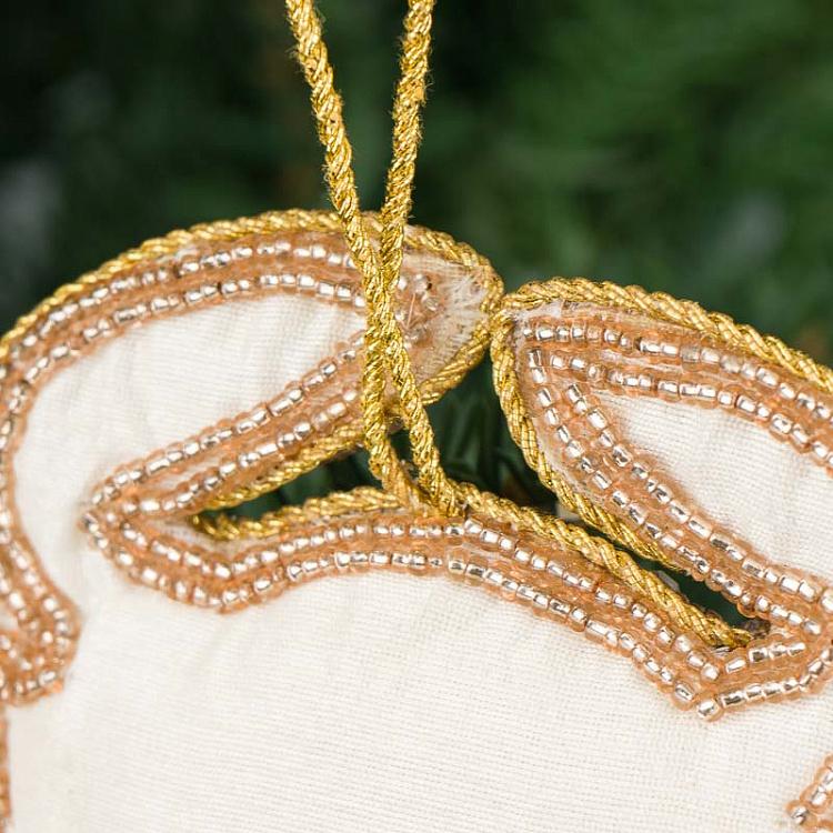 Ёлочная игрушка с бисерной вышивкой Золотой краб Embroidery Beaded Crab Gold Cream 13,5 cm