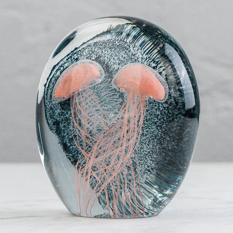 Пресс-папье две розовые медузы Glass Paperweight 2 Pink Jellyfish