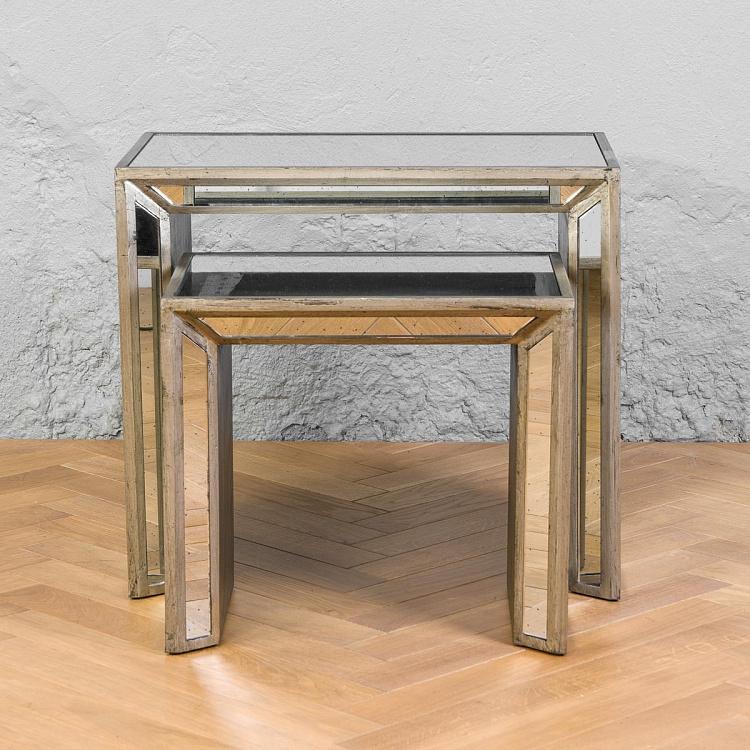 Комплект из двух зеркальных столиков Нарцисс Set Of 2 Narcisse Nesting Mirrored Side Tables