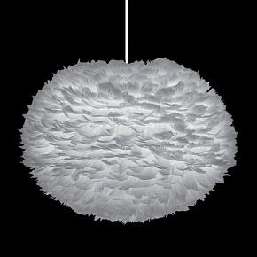 Eos Hanging Lamp Light Grey Feathers White Cord Large