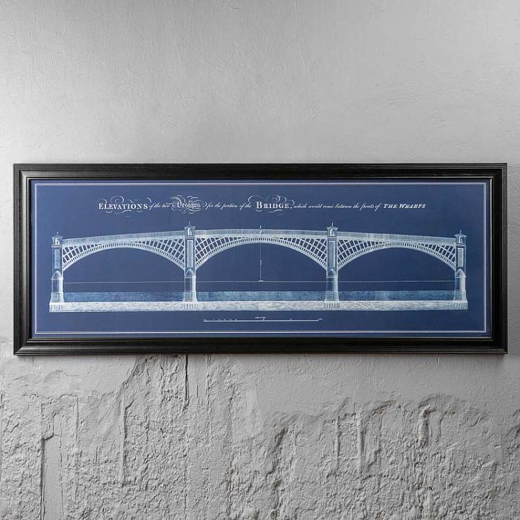 Картина-принт Телфордский мост с синим фоном, L Architectural Telford Bridge Blue Print Large