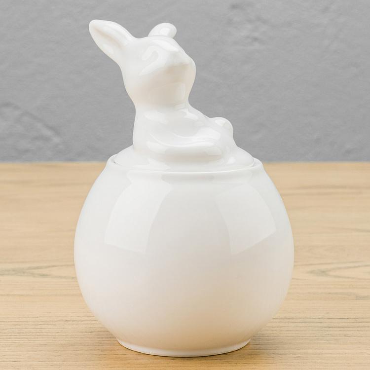 Сахарница с кроликом на крышке Довольный малый Rabbit On The Lid Sugar Bowl Contented Fellow