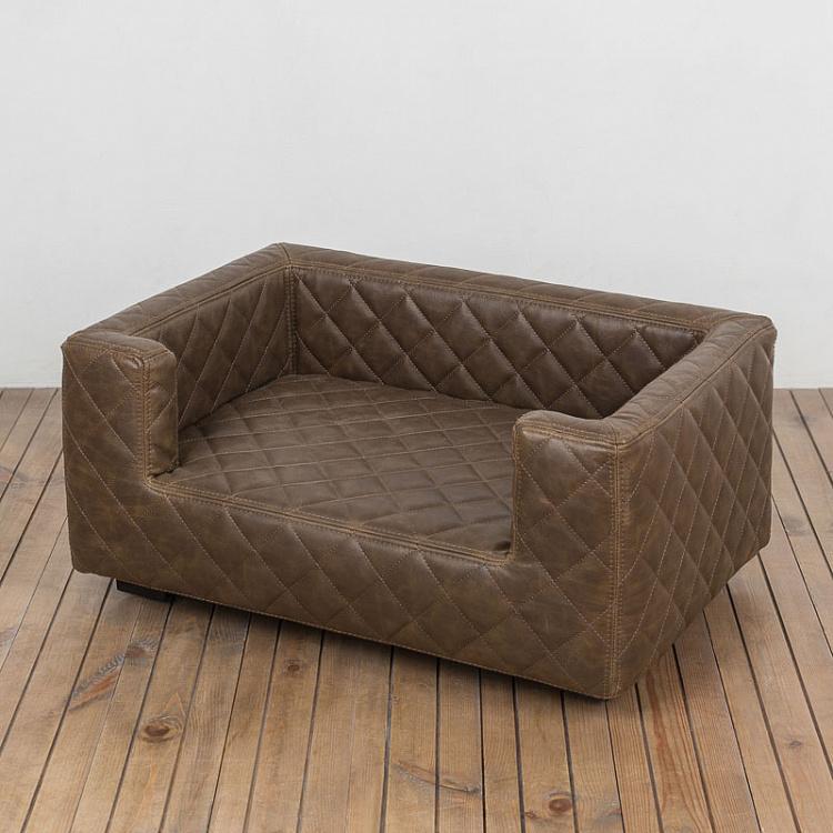 Коричневый диван для собак/кошек Эдоардо с прострочкой Бентли, S Edoardo Sofa Small, Charcoal Bentley Stitch