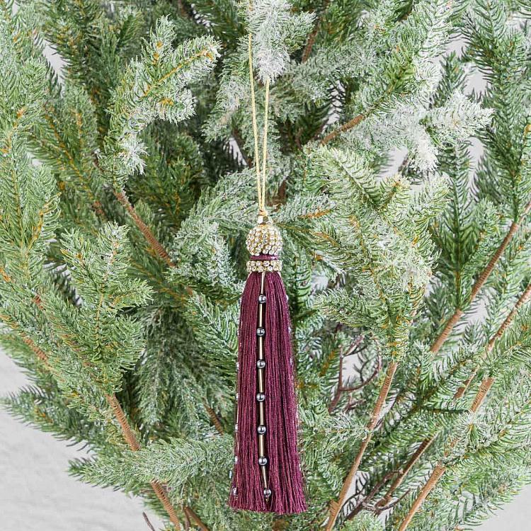 Новогодняя подвеска Фиолетовая кисточка с бусинами Tassel Beads Pendant Purple 16 cm