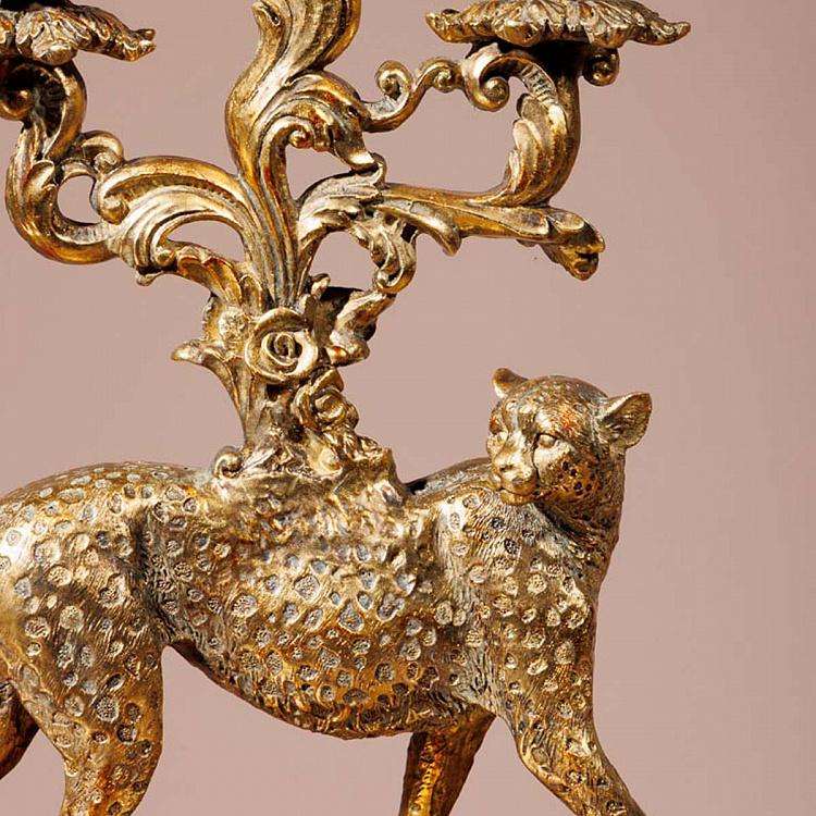 Подсвечник Золотой леопард на три свечи Golden Leopard Candelabrum