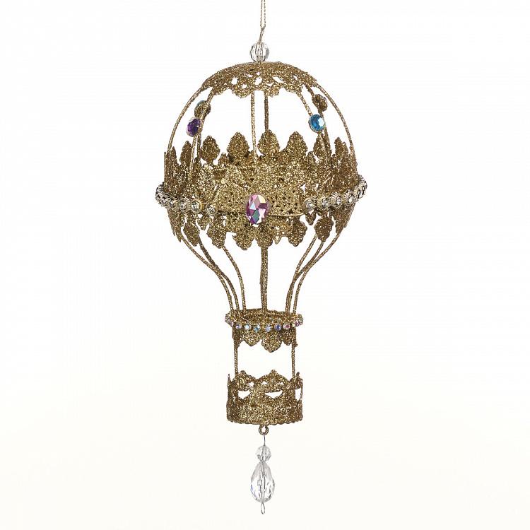 Wire Jewel Hot Air Balloon Gold 24 cm