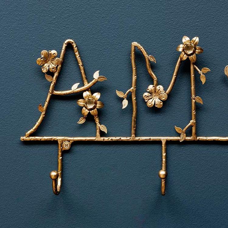 Настенная вешалка с 5 крючками Цветочная любовь Amour With Flowers Wall Coat Rack 5 Hooks