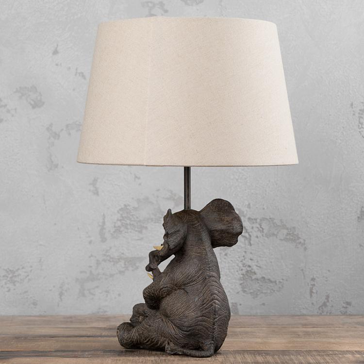 Настольная лампа с абажуром Слониха со слонёнком Table Lamp With 2 Elephants Crossing Trunks With Shade