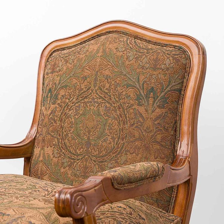 Кресло Marie Armchair, Oak Dark Amber вискоза и полиэстер Burnt Green Jacquard - ракурс 4