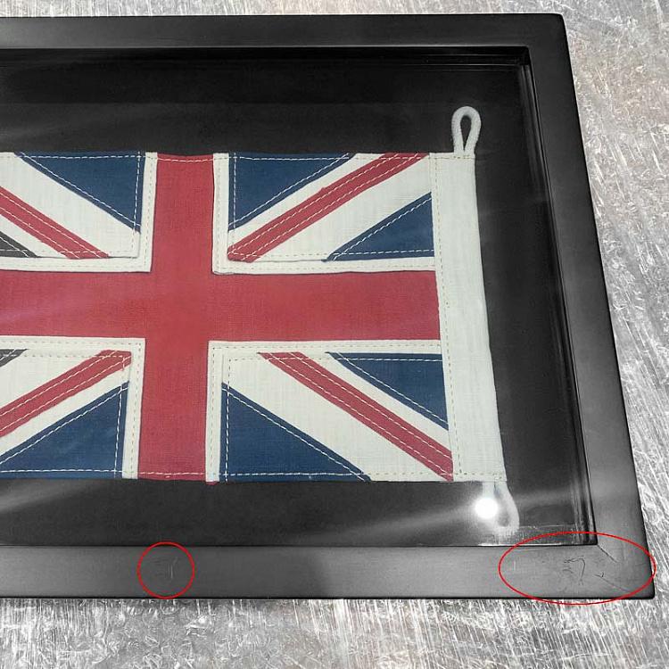 Флаг Великобритании за стеклом в раме, мини дисконт1 Shadow Box Flag UK Mini discount1