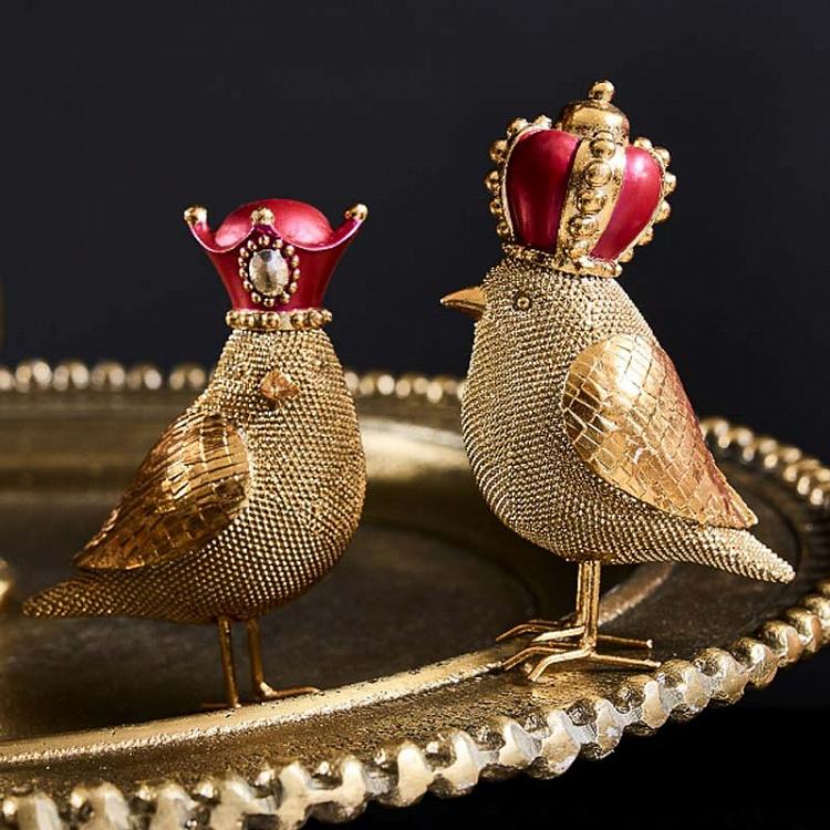 Набор из двух статуэток Золотые королевские птицы Set Of 2 Figurines Royal Bird Gold Red