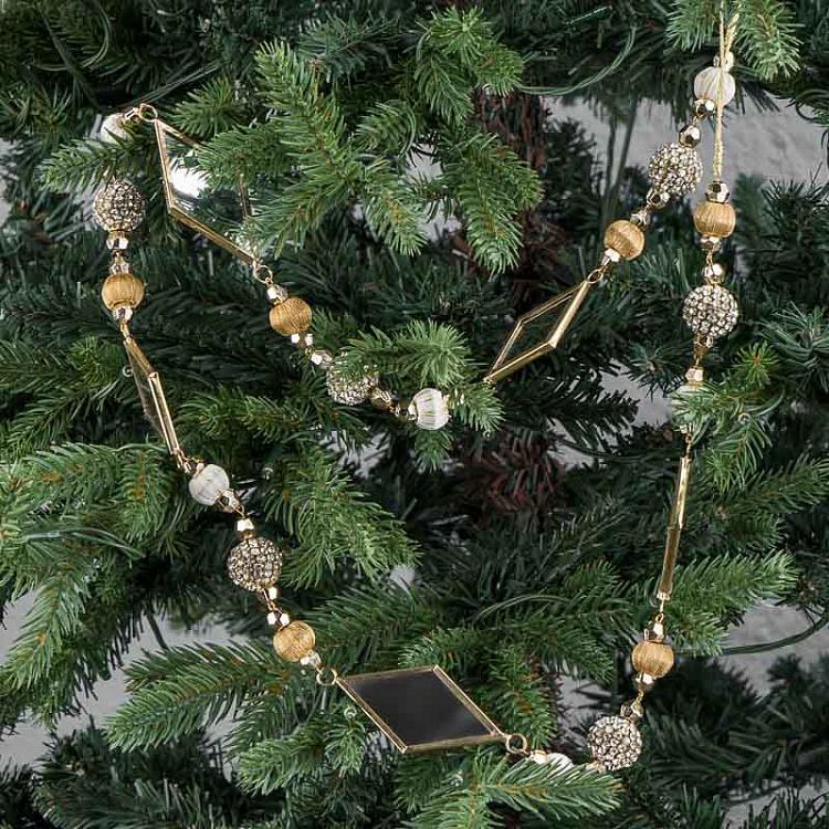 White And Gold Beads And Mirrors Garland 123 cm