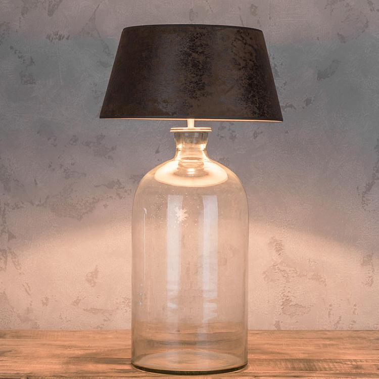 Table Lamp Bottle In Clear Glass With Shade Vintage Way On Gold