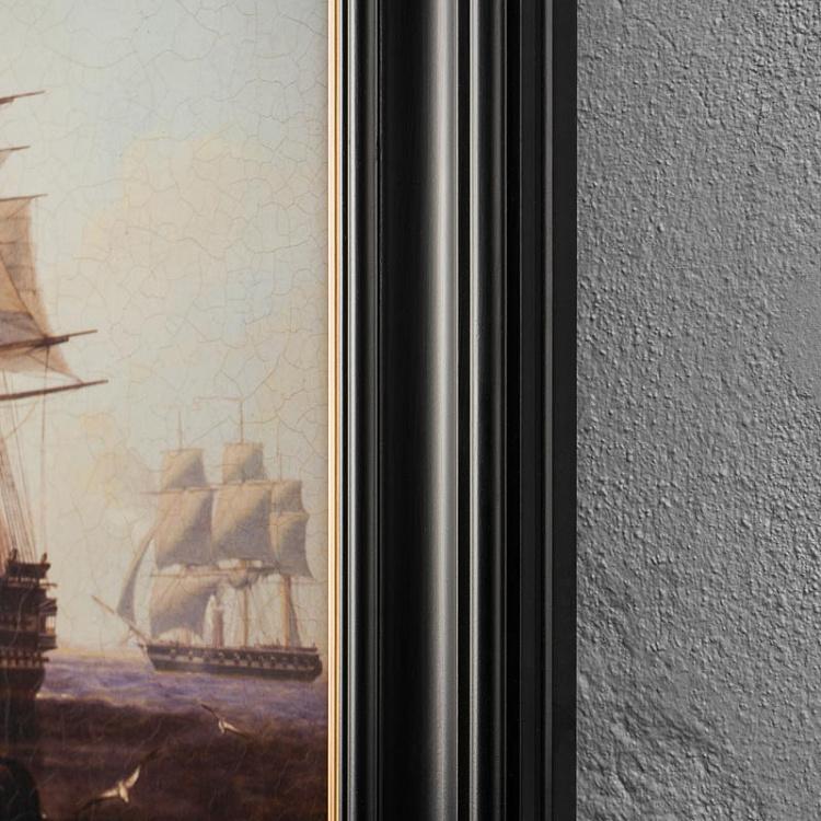 Картина маслом в чёрно-золотой раме Возвращение на вёслах с припасами Rowing Back With Supplies, ANTB Frame