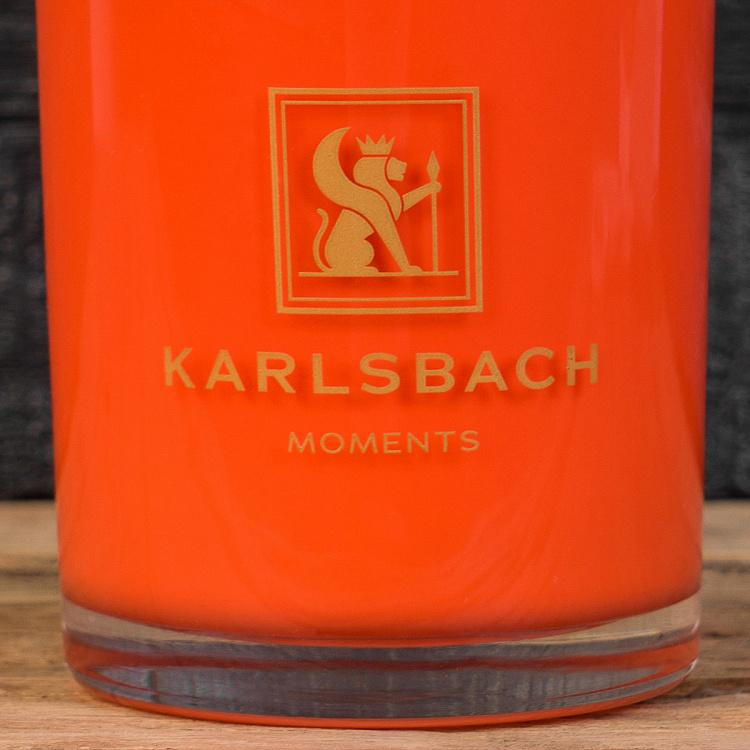 Арома-свеча в оранжевом стакане с золотой крышкой Лайм Aroma Candle In Orange Glass With Gold Lid Lime