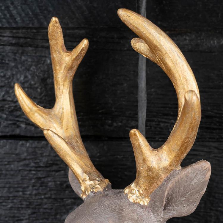 Ёлочная игрушка Бюст оленя серого цвета, L Deer Bust Grey 19 cm