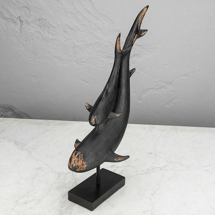 Статуэтка на подставке Две чёрные рыбы Black Fish On Base