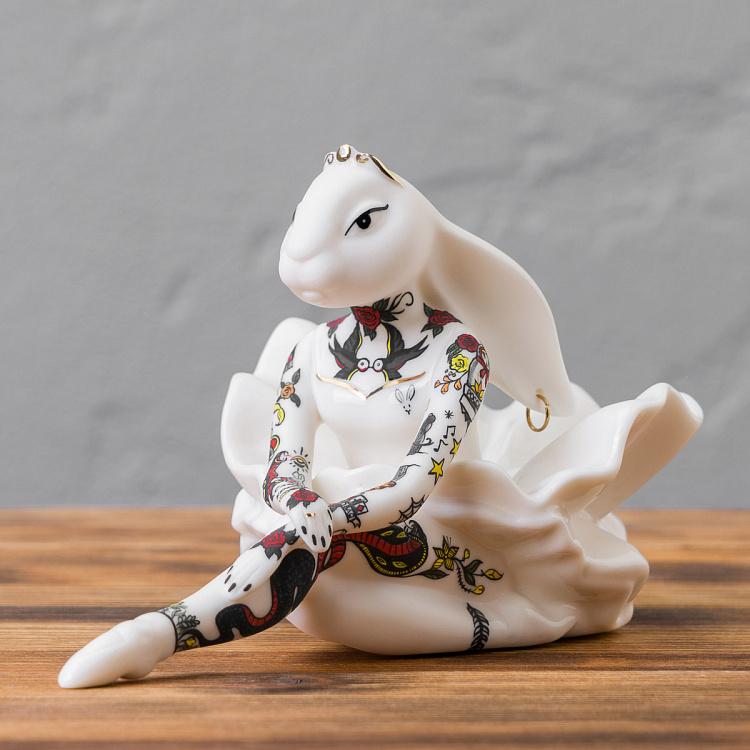 Подсвечник Крольчиха-балерина с росписью Олдскул тату Ballet Rabbit Painted Candlestick Old School