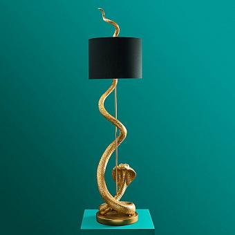 Торшер Floor Lamp Kaara With Black Shade полирезин Gold Polyresin