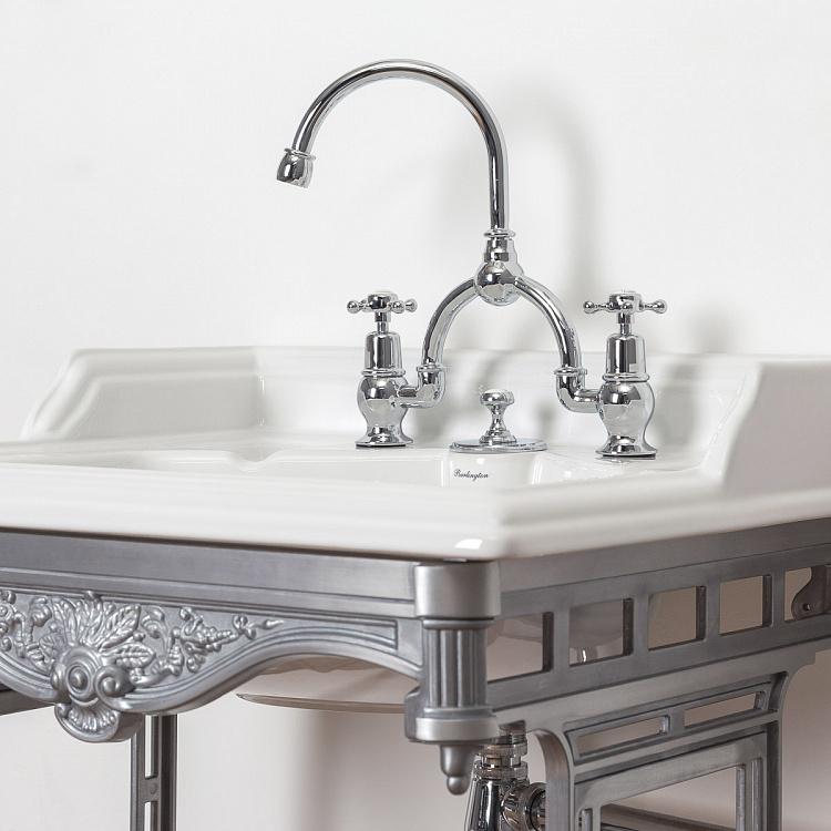 Классическая раковина с подстольем из полированного алюминия Classic Wash Basin And Pedestal Polished Metal