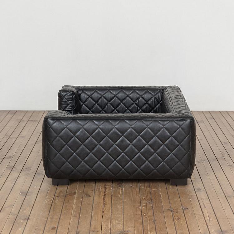 Чёрный диван для собак/кошек Эдоардо с прострочкой Бентли, M Edoardo Sofa Medium, Faux Leather Black