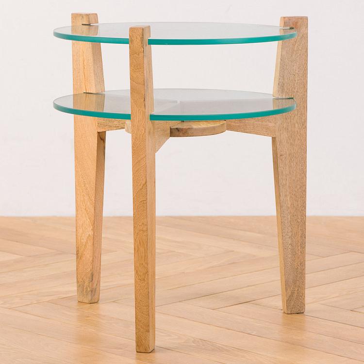 Прикроватный столик с двумя столешницами 2 Glass Levels Side Table