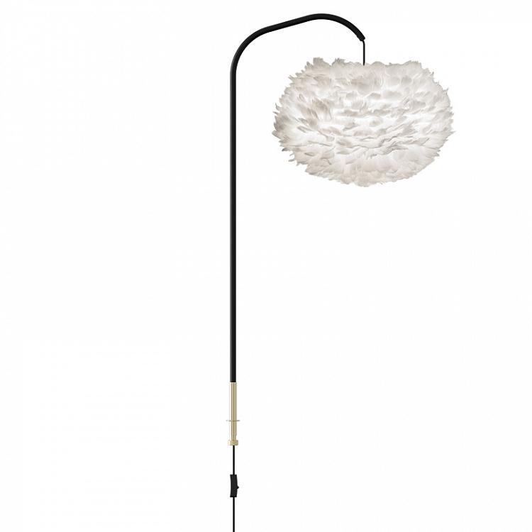 Лампа съёмная с белыми перьями для дивана Бездельник на чёрном базисе Lounge Around Light Black Cord