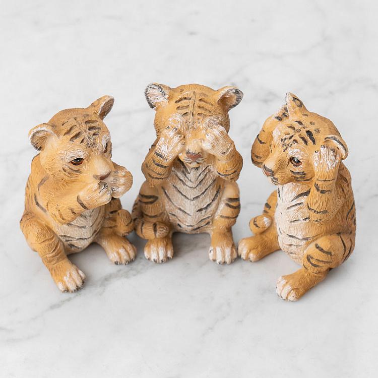 Набор из 3-х фигурок Тигрята Не вижу, не слышу, не говорю Set Of 3 See/Hear/Speak No Evil Tigers Orange/White 17 cm