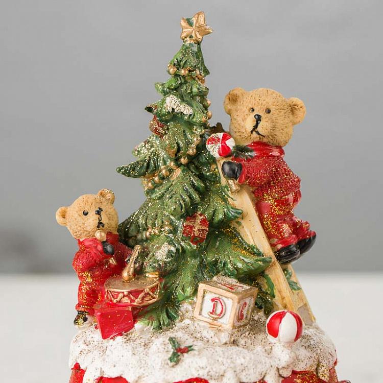 Набор из двух музыкальных статуэток Мишка и Санта Set Of 2 Music Boxes Bear And Santa 16 cm